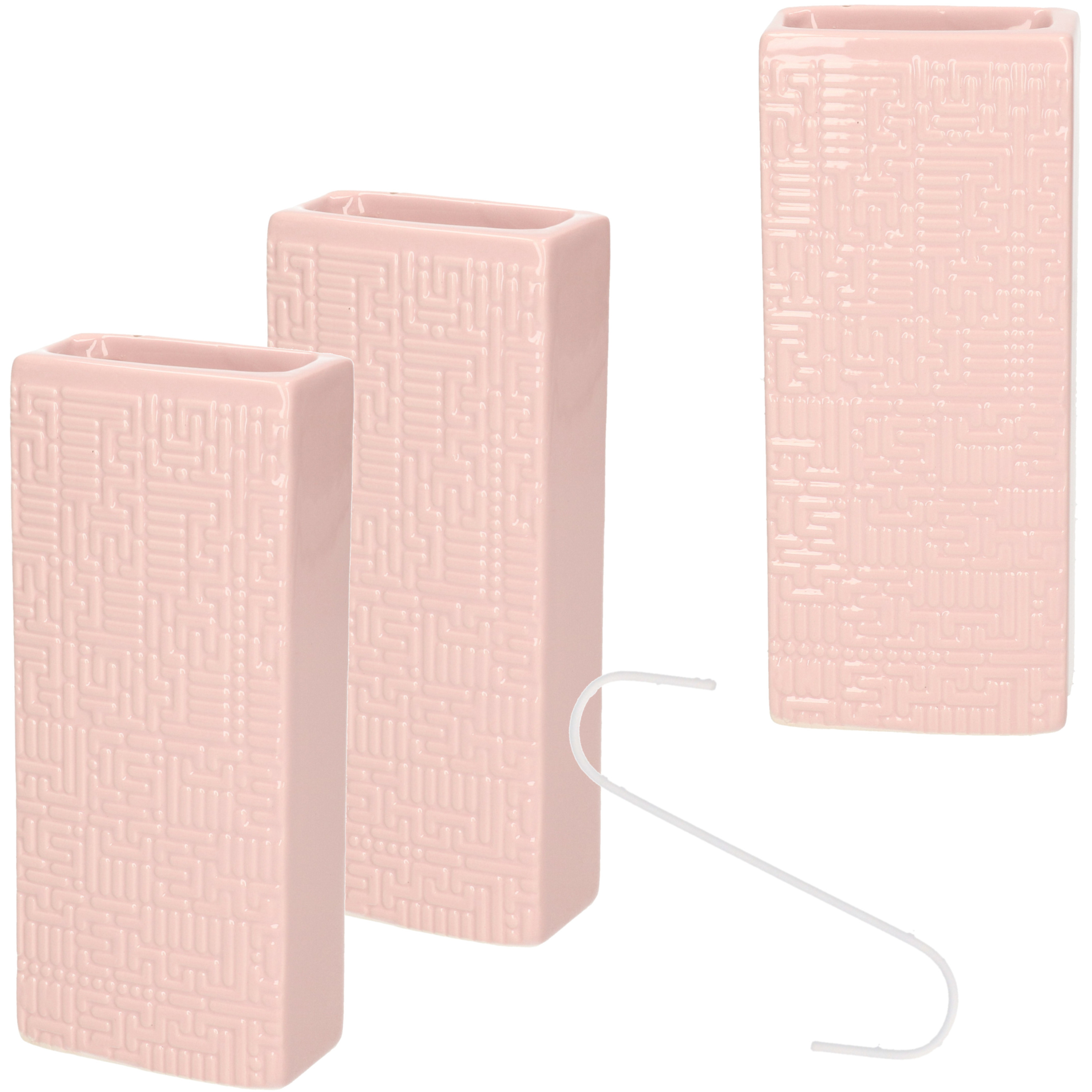 Roze luchtbevochtigers/waterverdampers 3x stuks aardewerk -