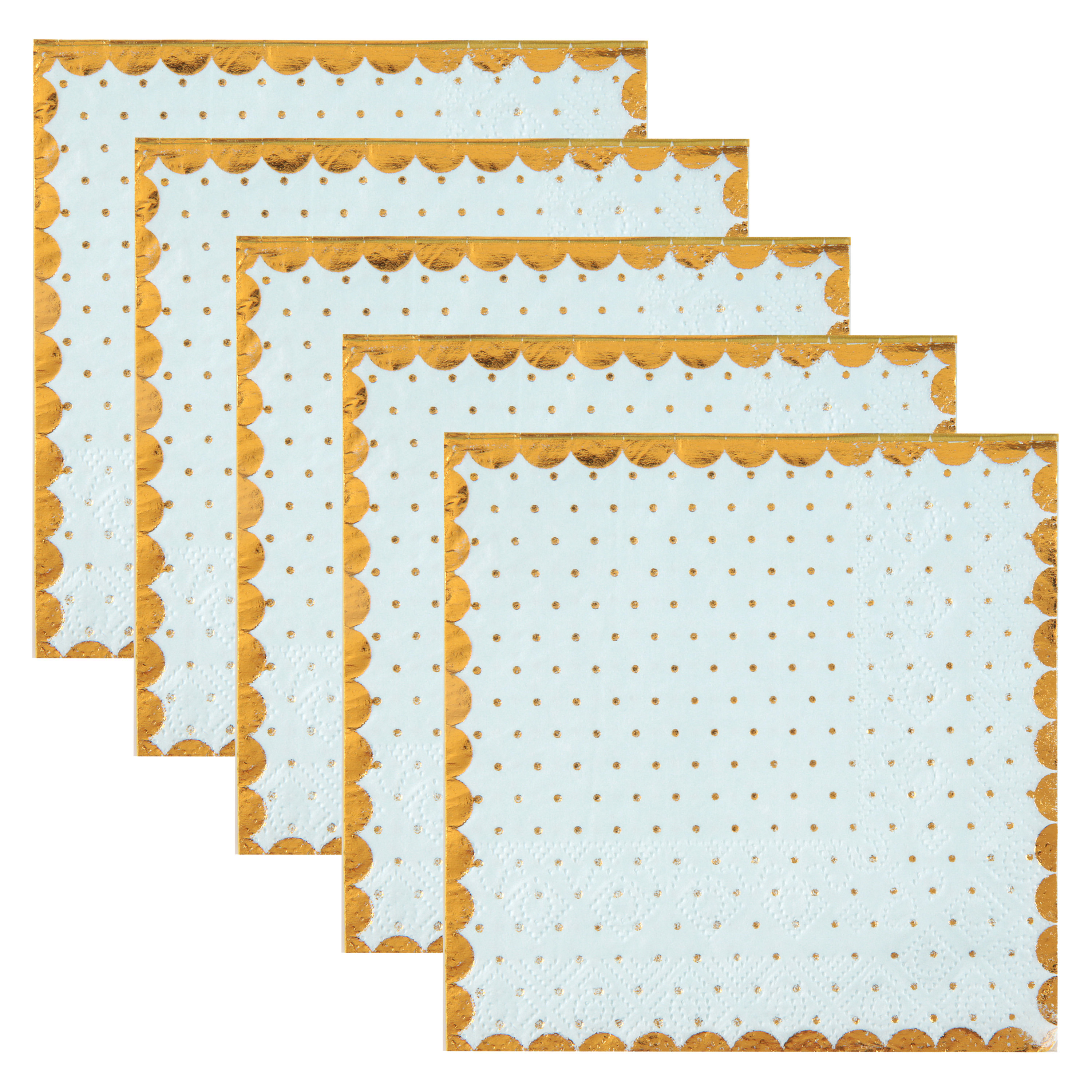 Santex feest servetten - stippen - 100x stuks - 25 x 25 cm - papier - blauw/goud