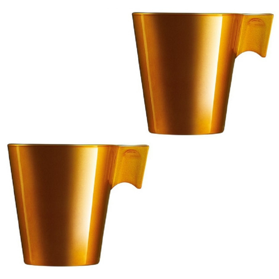 Set van 10x stuks caffe Lungo mokken goud metallic kleur 220 ml -