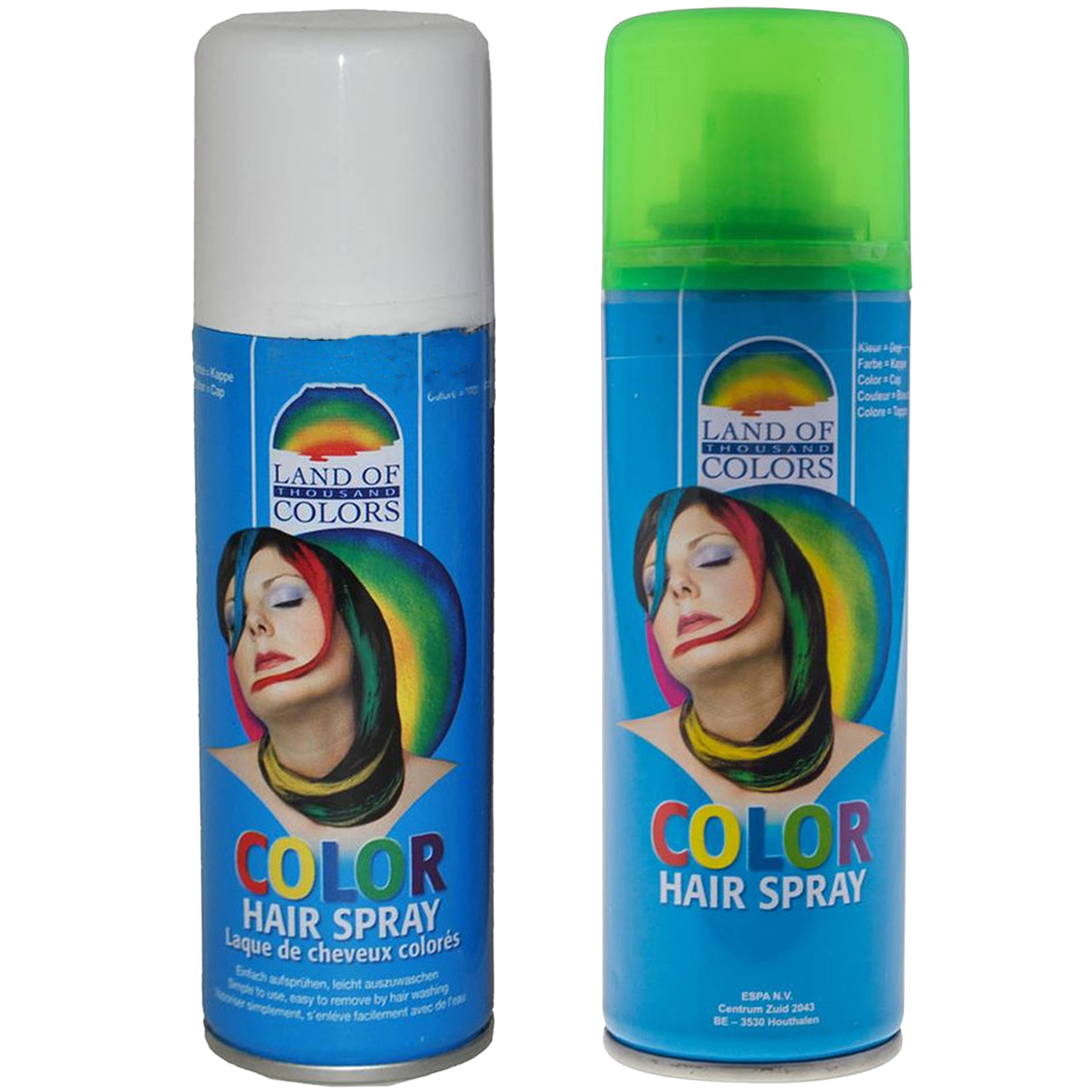 Set van 2x kleuren carnaval haarverf/haarspray van 111 ml - Wit en Groen -