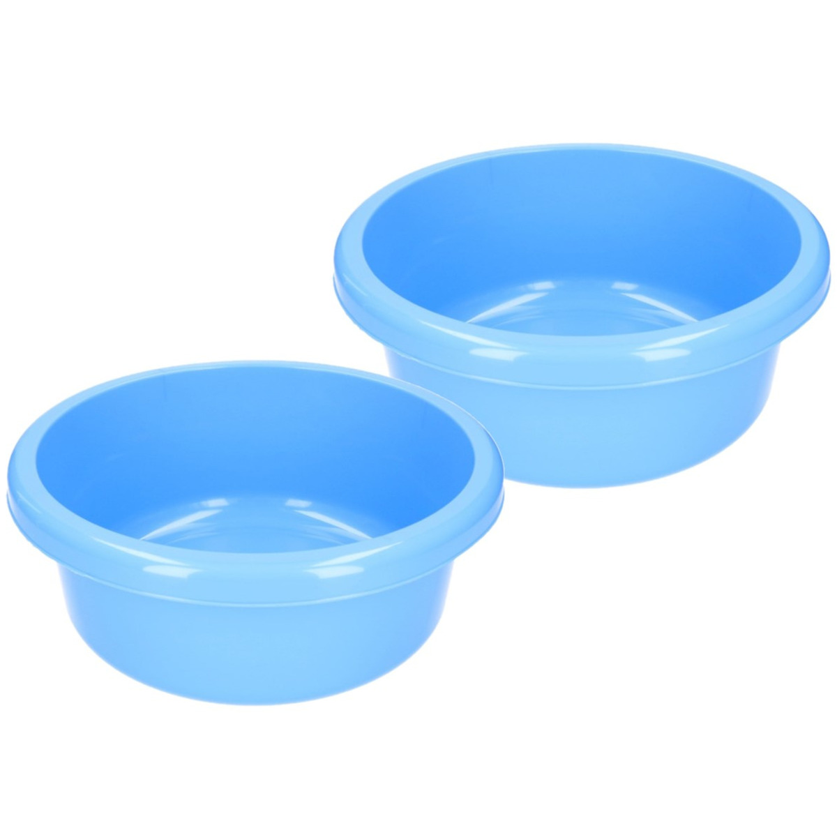 Set van 2x stuks ronde afwasteiltjes / afwasbakken - 6,2 liter - blauw - Kunststof afwasteil / handwas camping