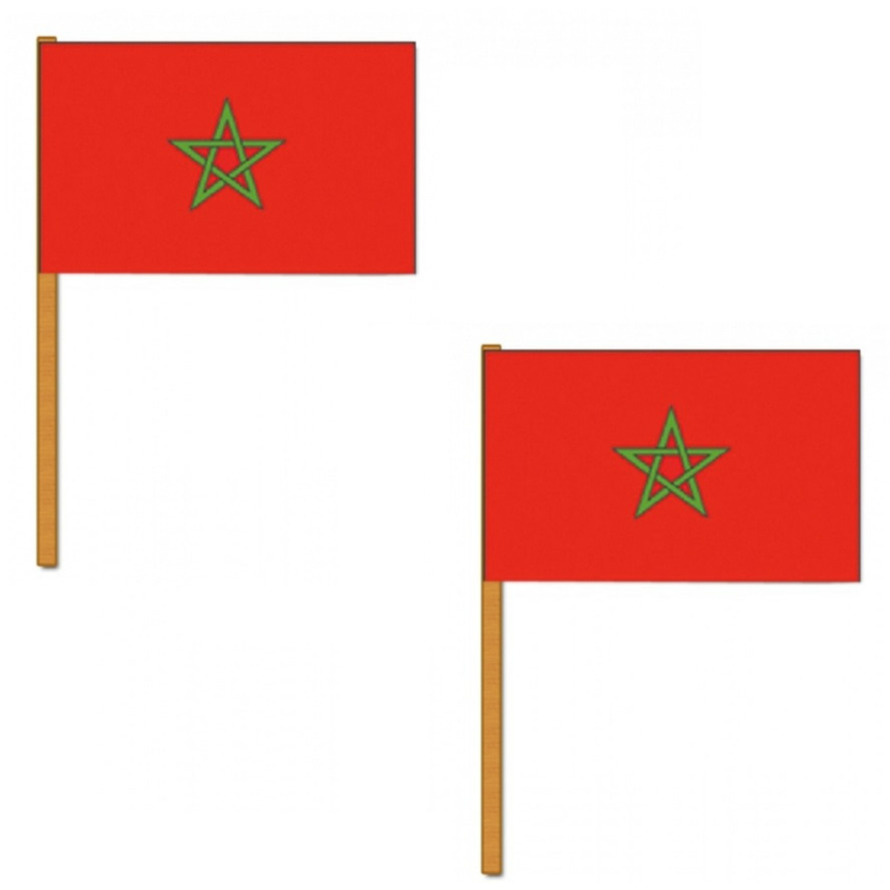 Set van 2x stuks marokkaanse zwaaivlaggetjes 30 x 45 cm -