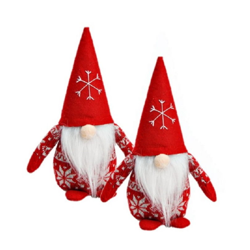 Set van 2x stuks pluche gnome/dwerg decoratie poppen/knuffels rood 12 x 20 x 9 cm -