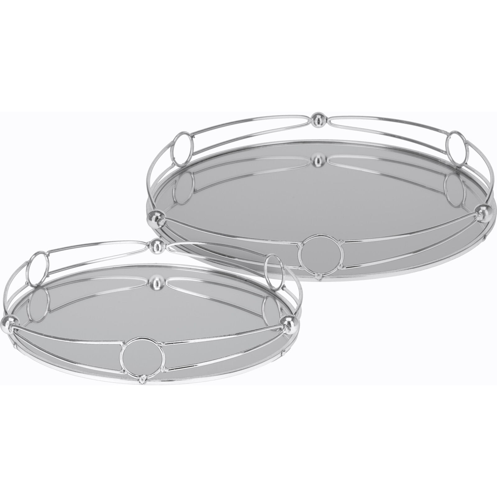 Set van 2x stuks ronde kaarsenplateaus spiegel zilver D25 en D30 cm