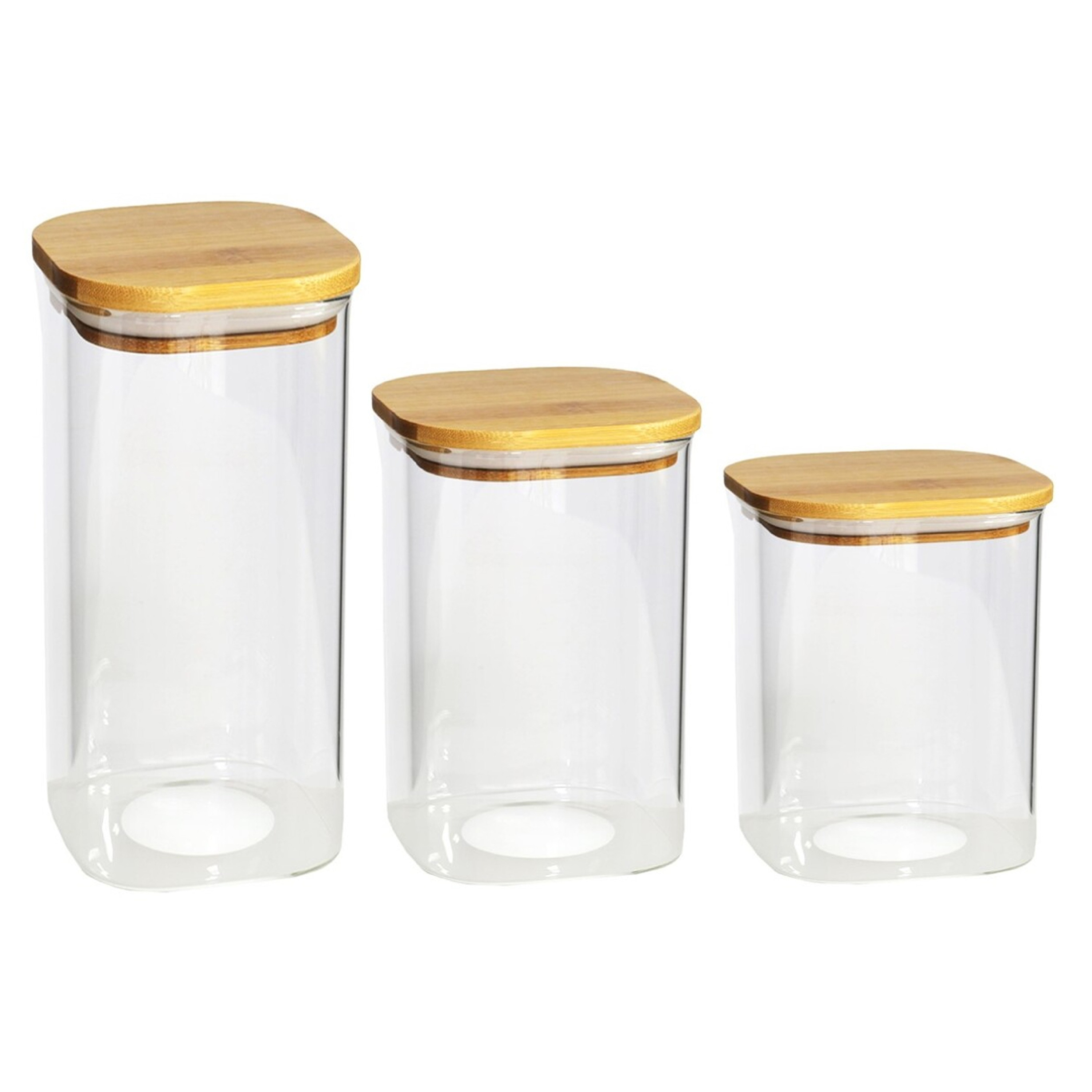 Gerim - 3x keuken voorraadpotten glas - 3 formaten 800/1500/1800 ml