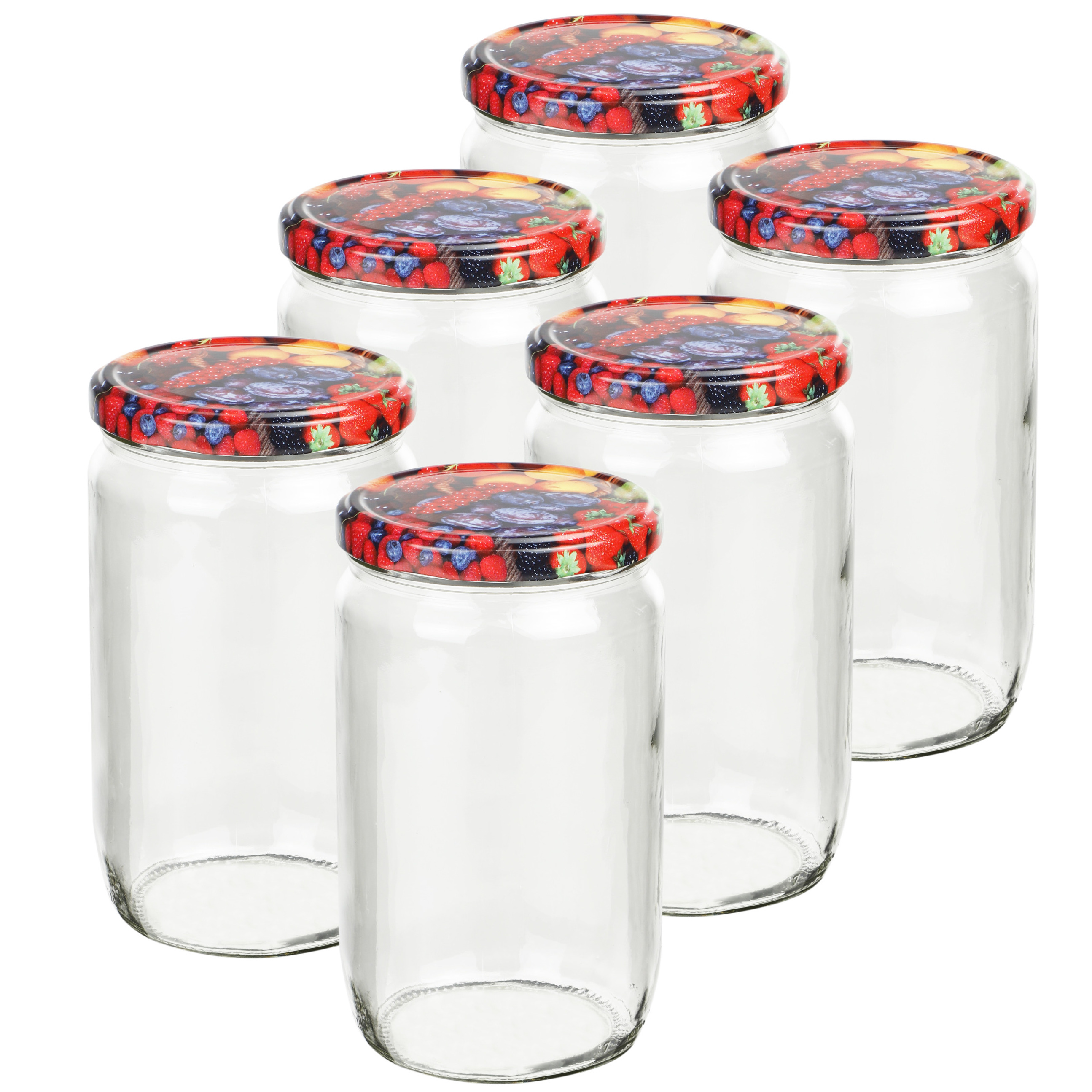 Set van 6 stuks glazen weckpotten/inmaakpotten met schroefdop 720 ml -