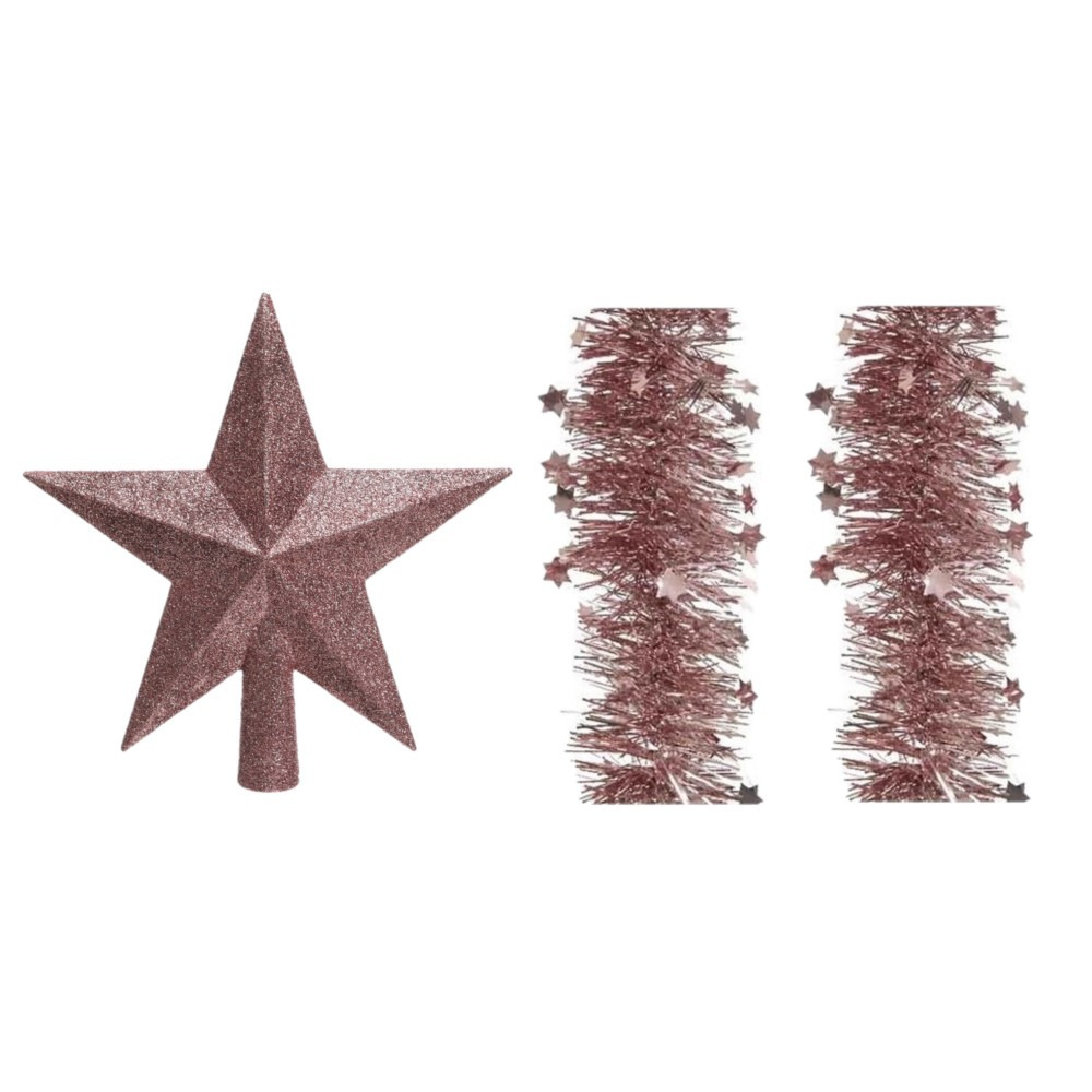 uitstulping Druipend voorstel Set van een kerst ster piek en 2x stuks kerstslingers oud roze 270 x 10 cm  bestellen? | Shoppartners.nl
