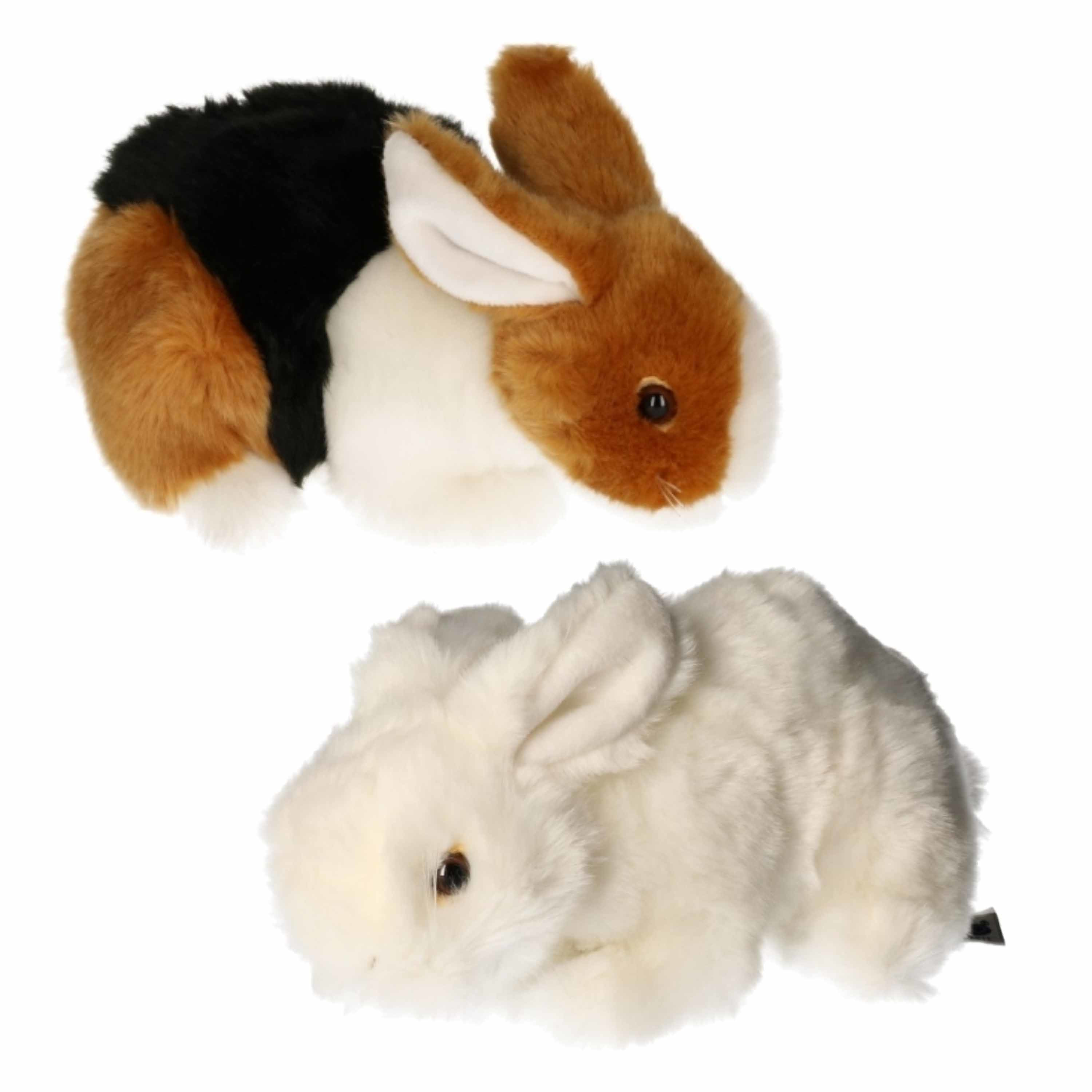 Setje van 2x stuks pluche knuffel konijnen van 20 cm -