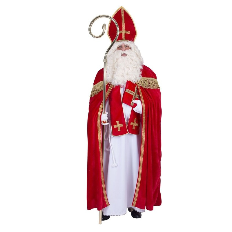Sinterklaas kostuum - inclusief kruis ketting met rode steen One size -