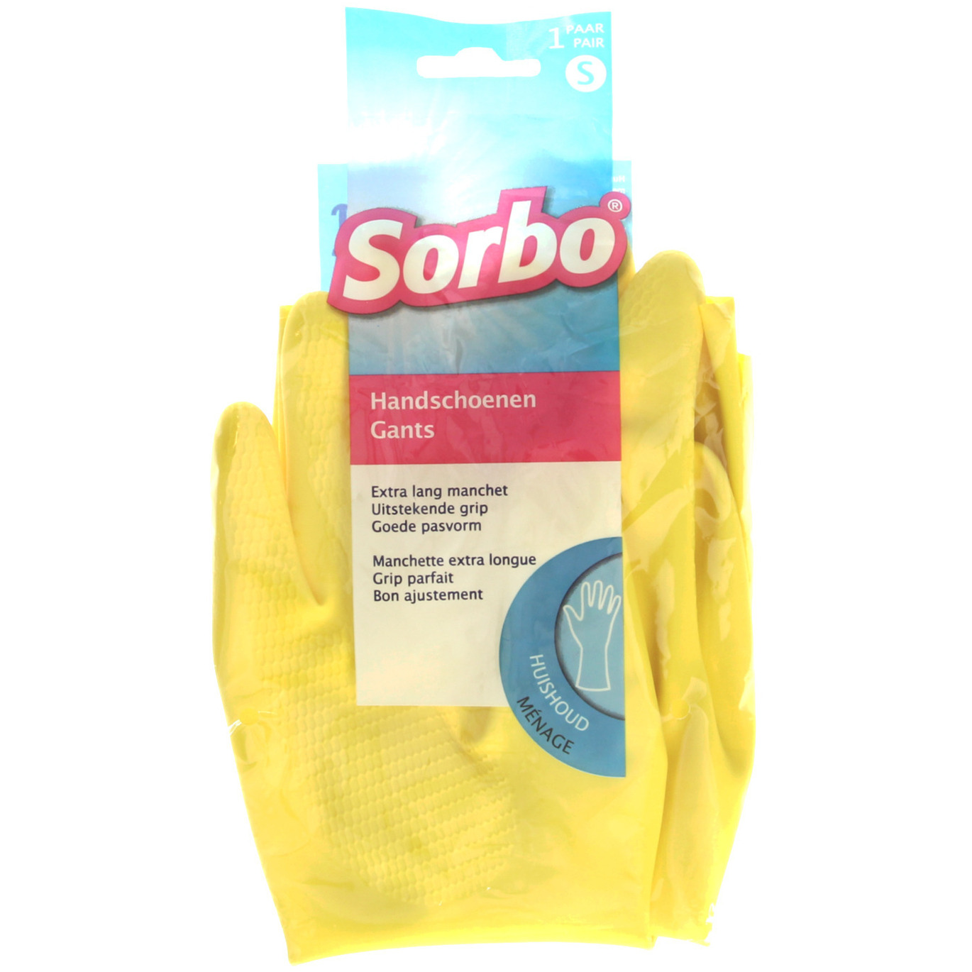 Sorbo Huishoudhandschoenen - maat S - geel - extra lang - schoonmaakhandschoenen