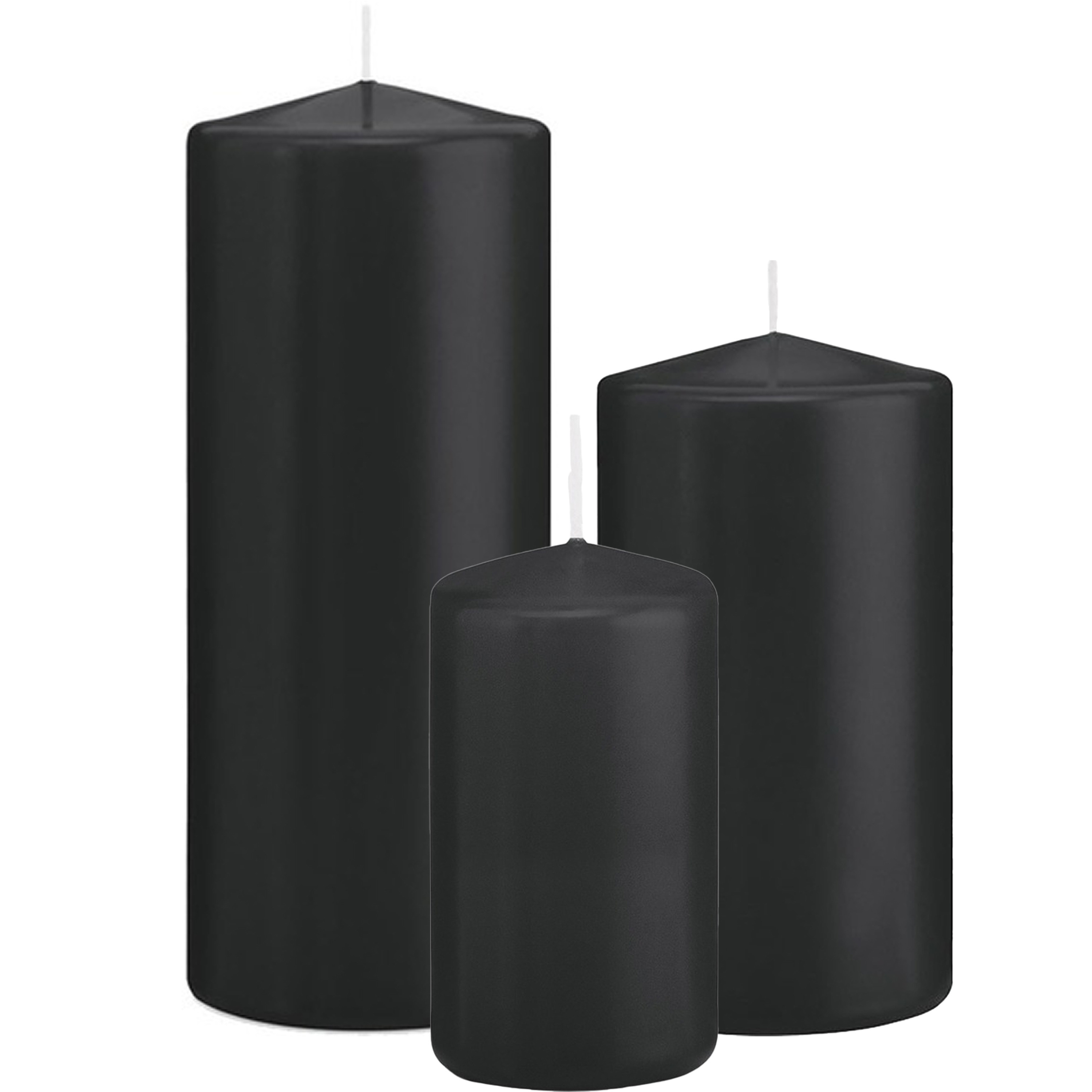 Trend Candles - Cilinder Stompkaarsen set 3x stuks zwart 12-15-20 cm