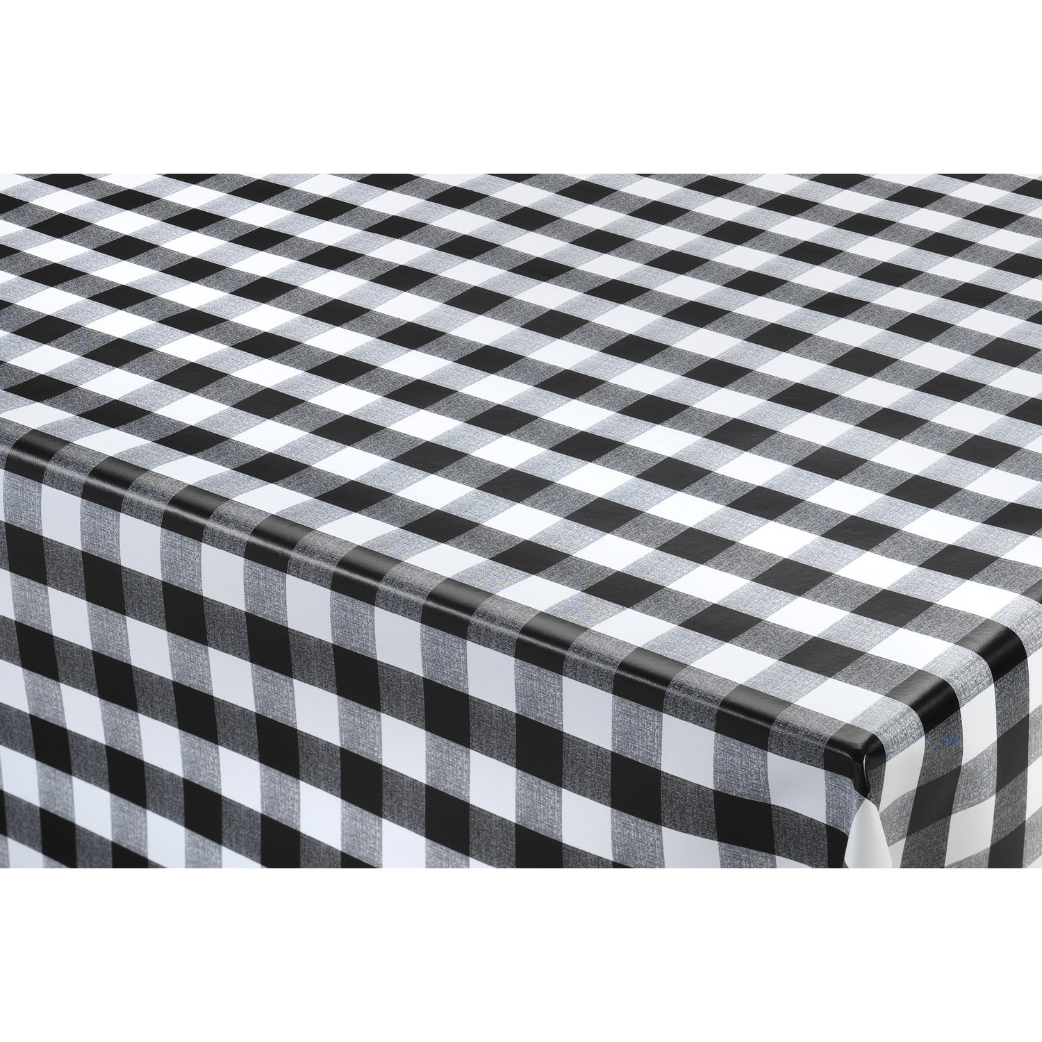 Tafelzeil/tafelkleed boeren ruit zwart/wit 140 x 300 cm - Tuintafelkleed