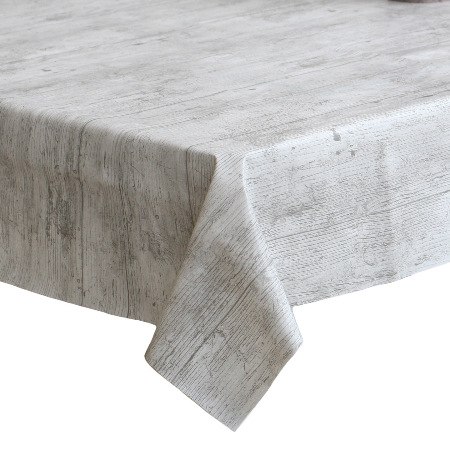 Tafelzeil/tafelkleed white wash/grijs houten planken 140 x 300 cm -
