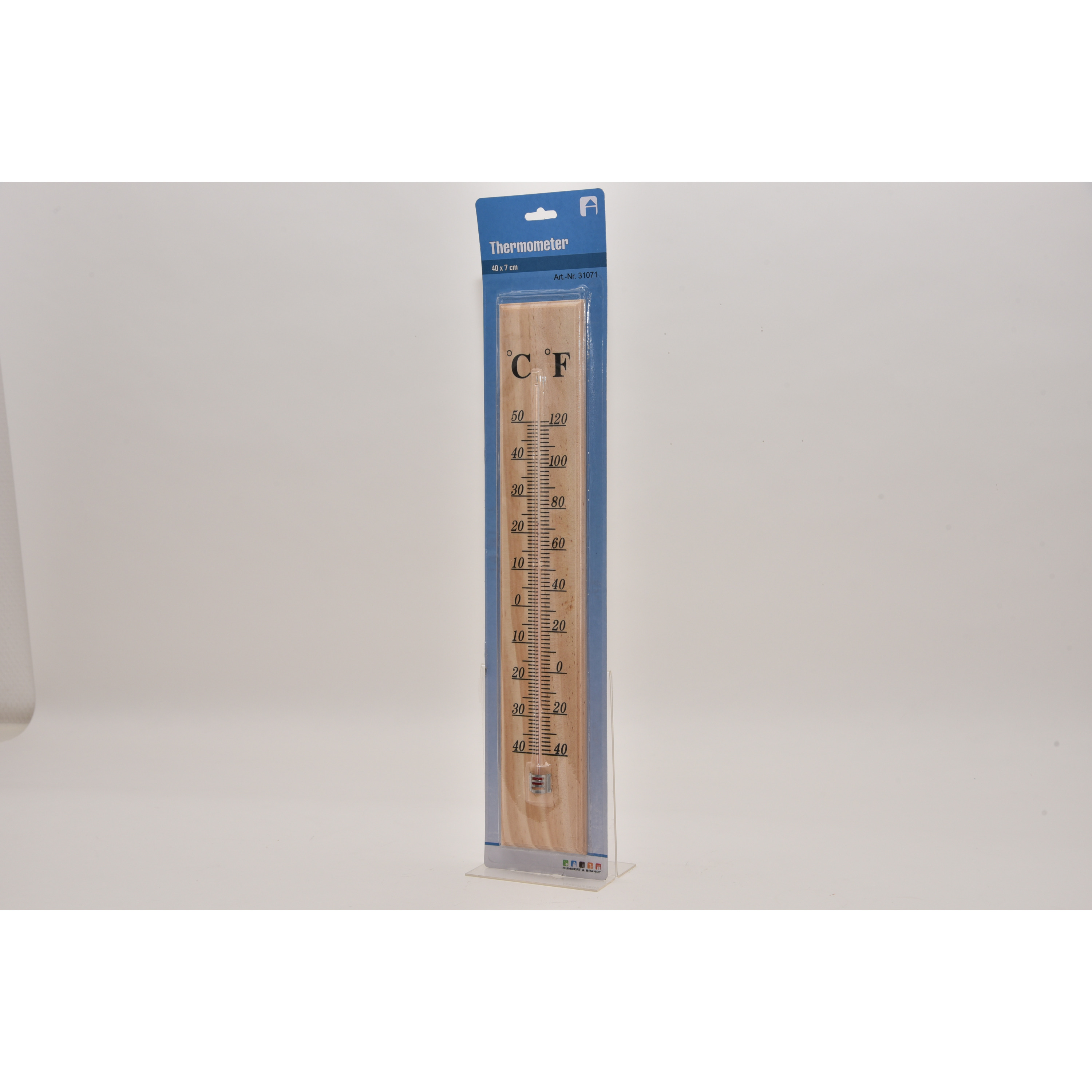 Thermometer - voor binnen en buiten - hout - 40 x 7 cm - Celsius/Fahrenheit -