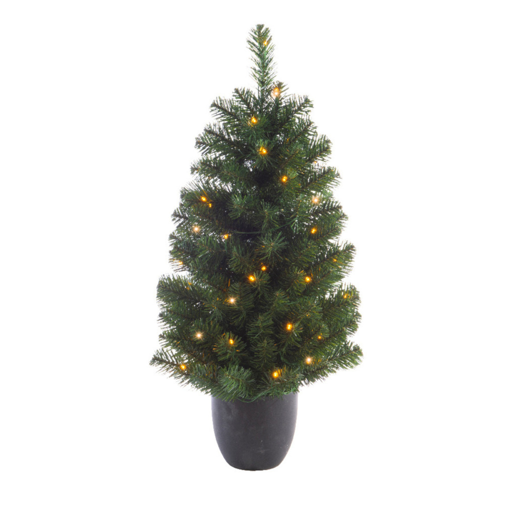 Tweedekans kunstboom/kunst kerstboom - 90 cm - met licht -