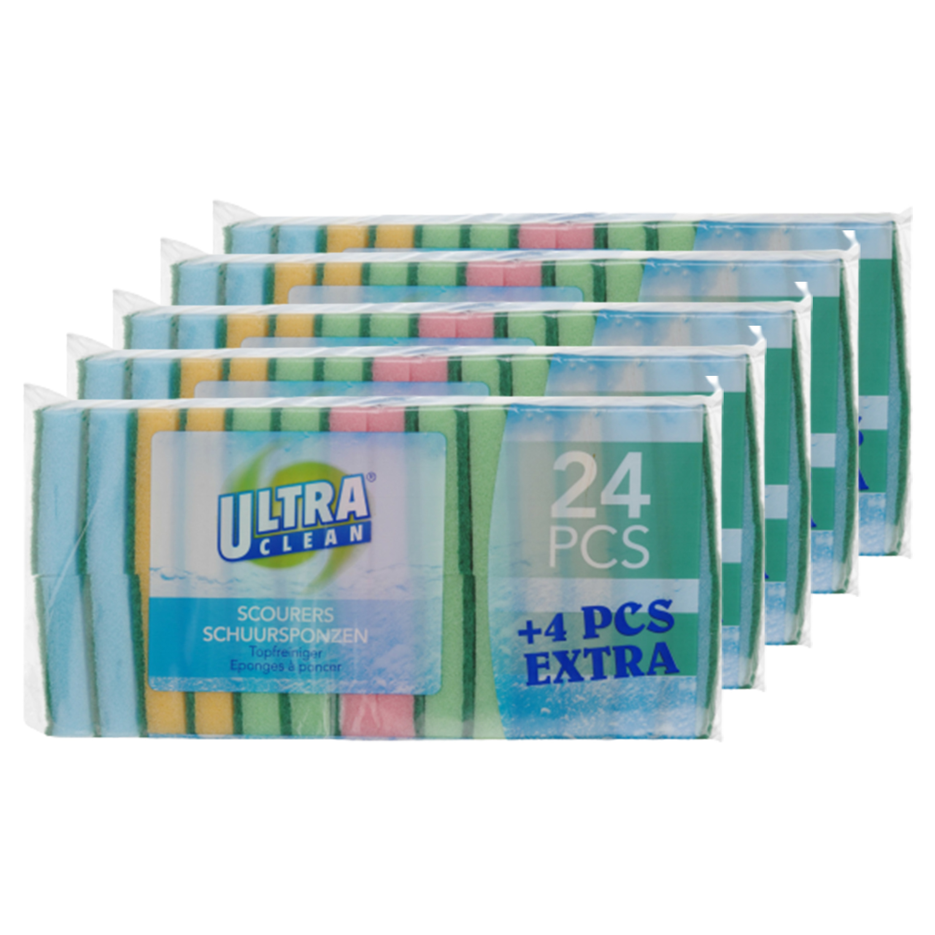 Ultra Clean Voordelige schuursponsjes/schoonmaaksponsjes - 120 x stuks -