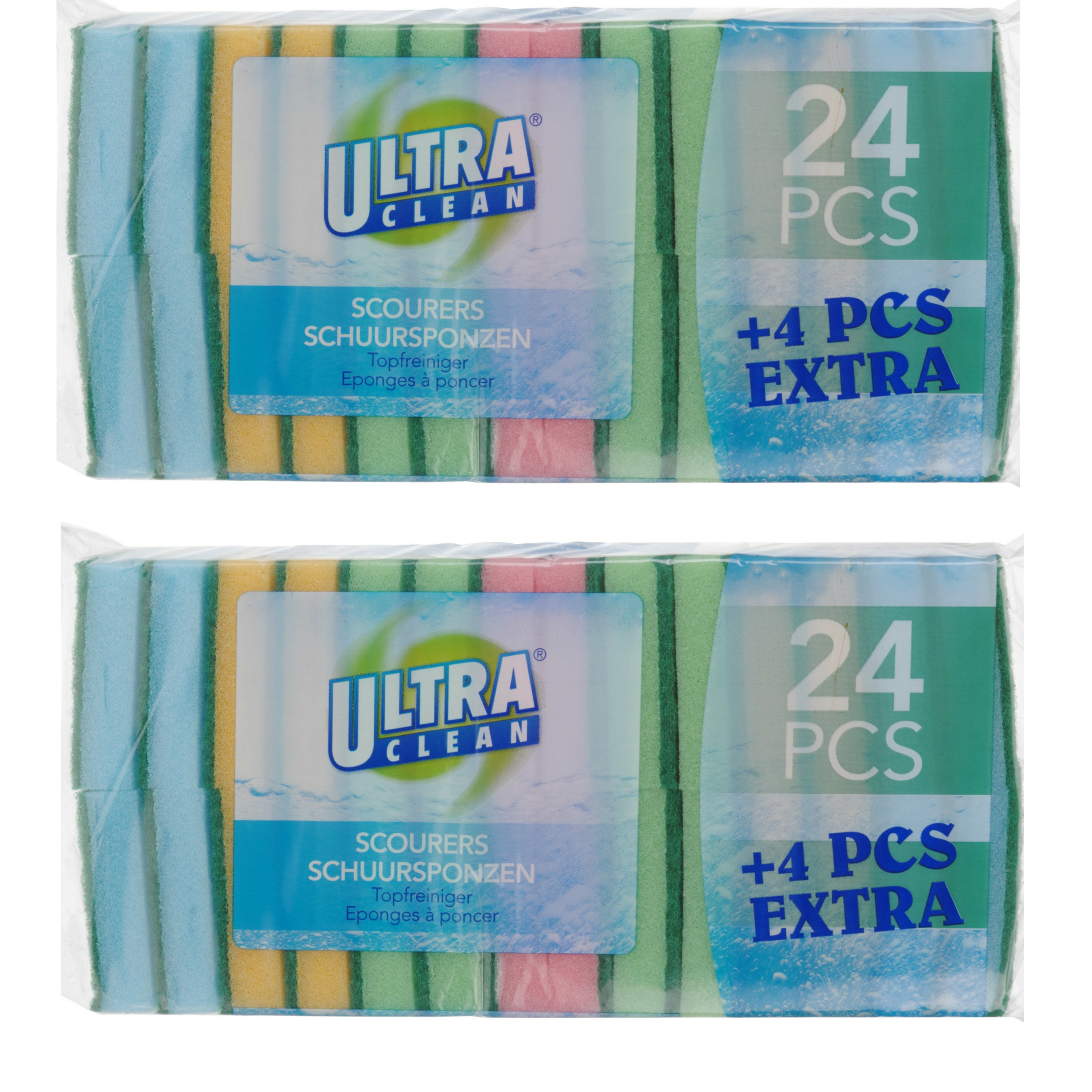 Ultra Clean - Voordelige schuursponsjes/schoonmaaksponsjes - 96x stuks