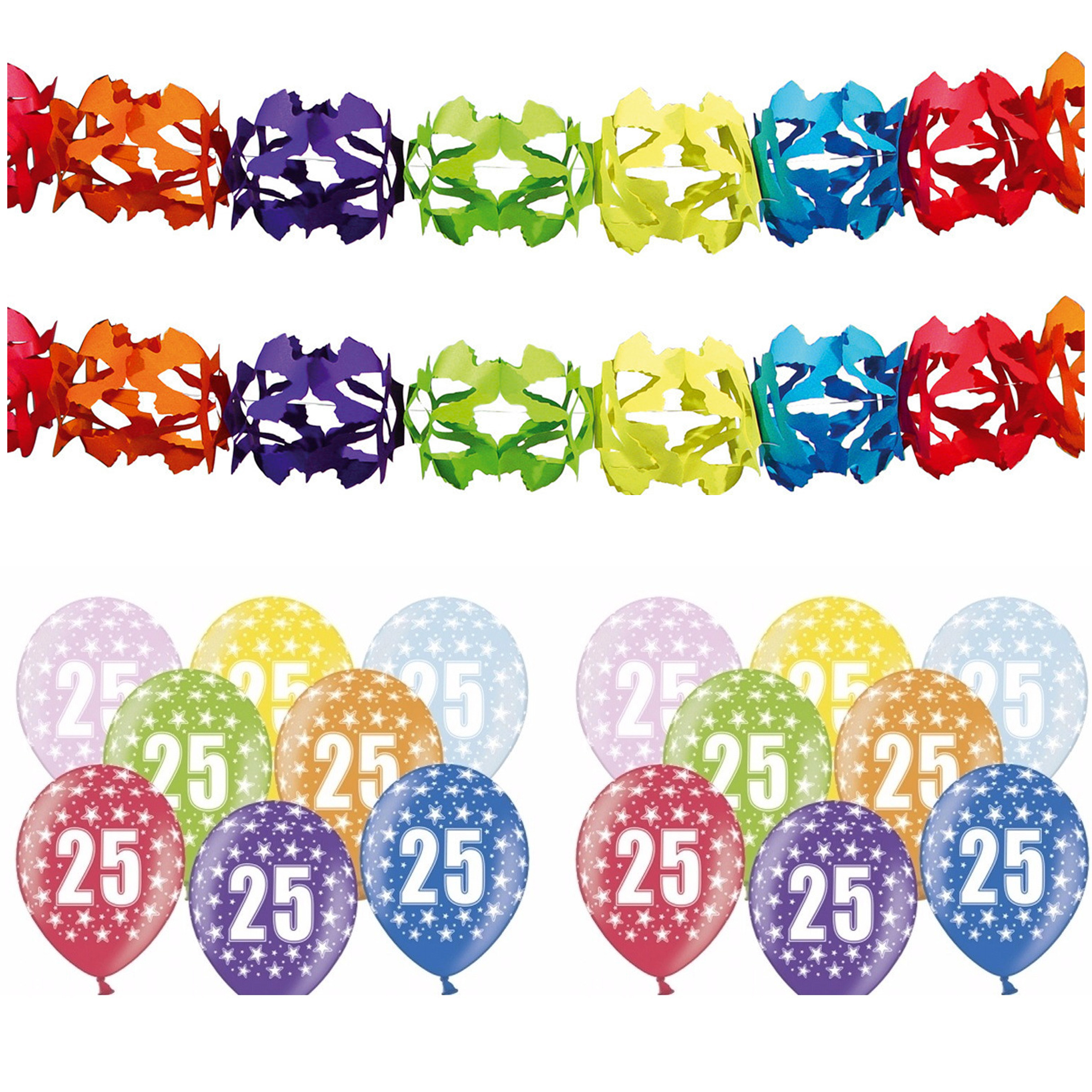 Verjaardag feest 25 jaar versieringen pakket feestslingers en ballonnen -