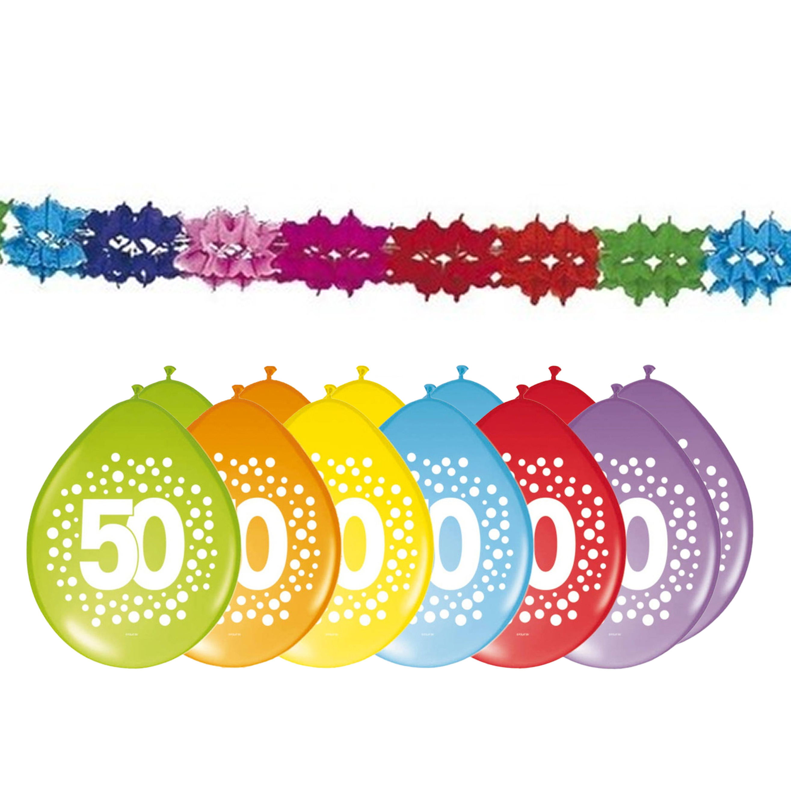 Verjaardag feest 50 jaar versieringen pakket slingers en ballonnen -