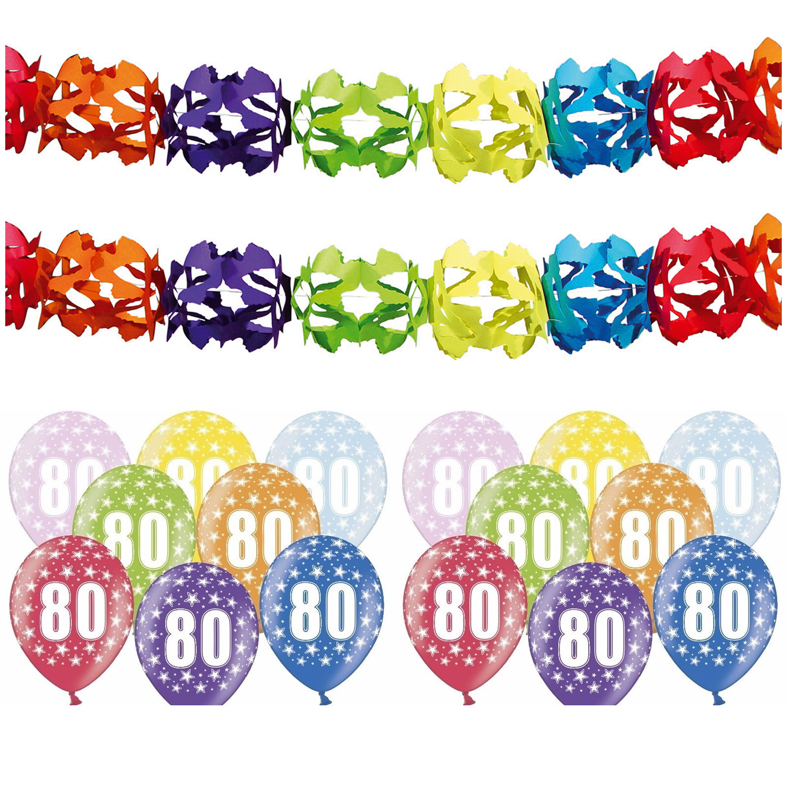 Verjaardag feest 80 jaar versieringen pakket feestslingers en ballonnen -