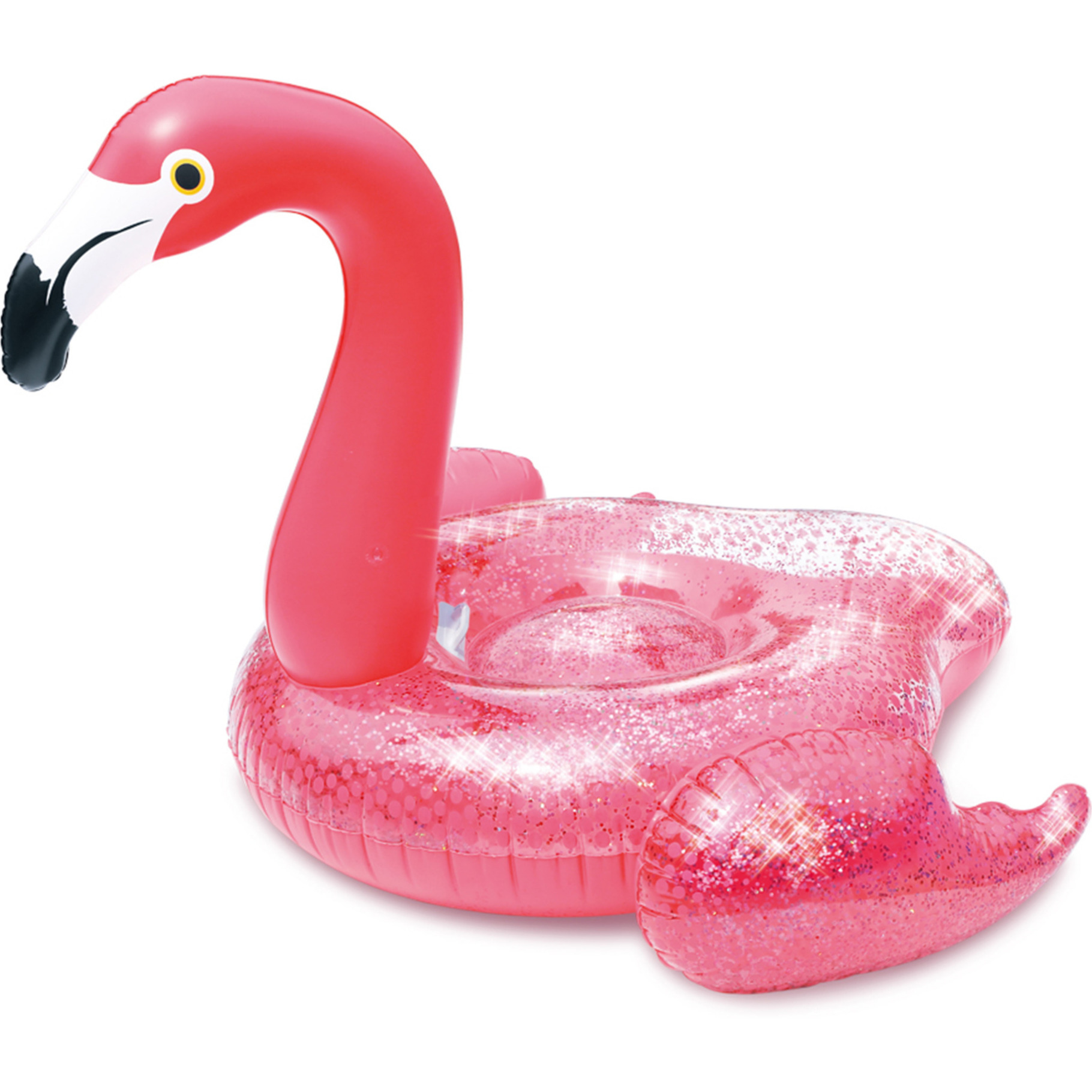 Waterspeelgoed roze glitter flamingo ride-on/luchtbed 138 x 140 x 98 cm voor jongens/meisjes/kinderen -