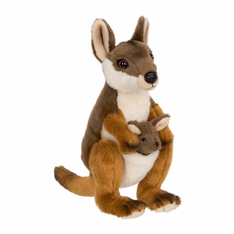 Wereld Natuur Fonds kangoeroe met baby 19 cm -