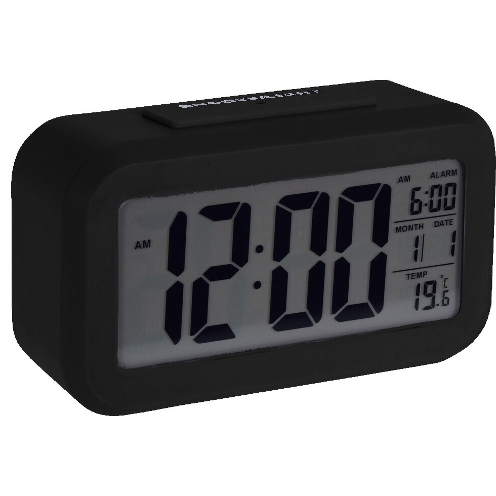 Zwarte wekker / alarmklok 14 cm - Slaapkamer - Wekkers/klokken op batterijen