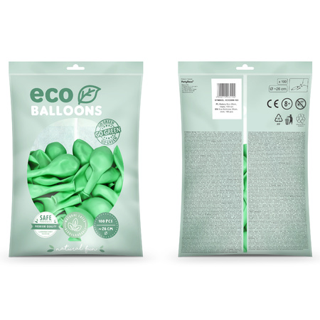 100x Mint green balloons 26 cm eco/biodegradable