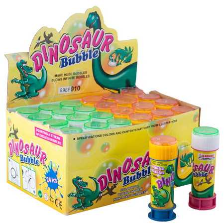 10x Dinosaurus bellenblaas flesjes met bal spelletje in dop 60 ml voor kinderen