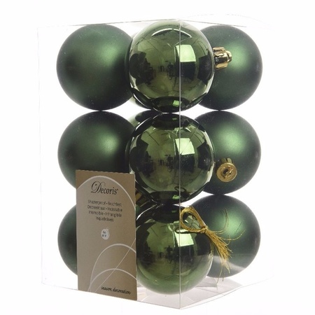Kerstversiering kunststof kerstballen donkergroen 6-8-10 cm pakket van 44x stuks