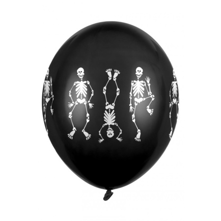 12x Zwarte horror ballonnen skeletten 30 cm