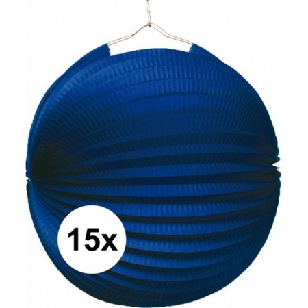 15x Blauwe lampionnen 22 cm