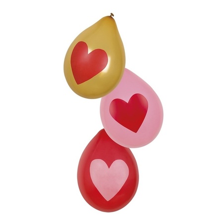 Love hartjes ballonnen rood, roze, goud 18x stuks