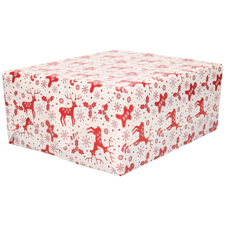 Initiatief Zegenen Evaluatie 1x Rollen inpakpapier/cadeaupapier Kerst print wit/rood 2,5 x 0,7 meter 70  grams luxe kwaliteit bestellen? | Shoppartners.nl