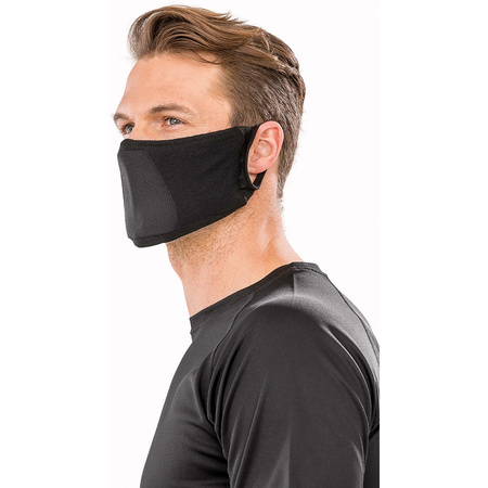 1x Wasbare antibacteriele gezichtsmaskers/mondkapjes zwart van ademende stof voor volwassenen