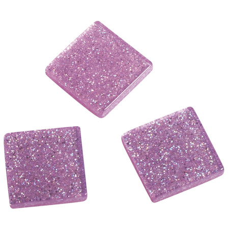 205x stuks Acryl glitter mozaiek steentjes/tegeltjes roze 1 x 1 cm