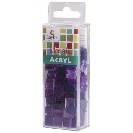 205x stuks Acryl mozaieken maken steentjes violet paars 1 x 1 cm