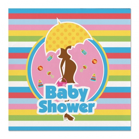 20x Babyshower feest servetten gekleurd 25 x 25 cm kinderverjaardag