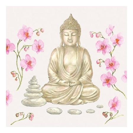 20x Boeddhadecoratie servetten 33 x 33 cm goud/roze Boeddha print