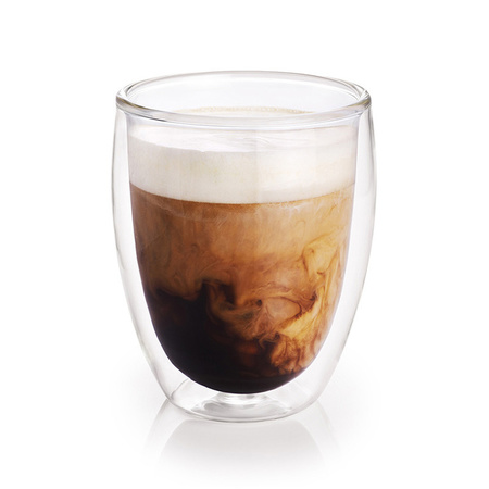 2x Double wall glass coffee cups/tea glasses 300 ml