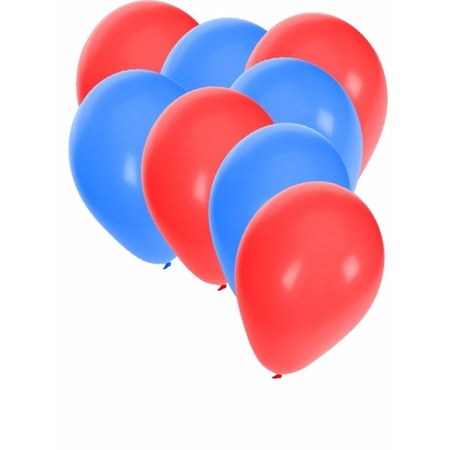 Rode en blauwe ballonnen 30 stuks