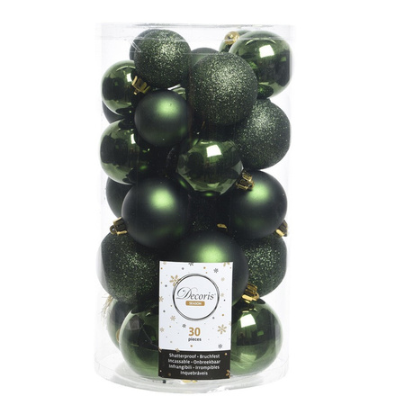 Decoris kerstballen 60x - mix donkergroen/zwart - 4-5-6 cm - kunststof