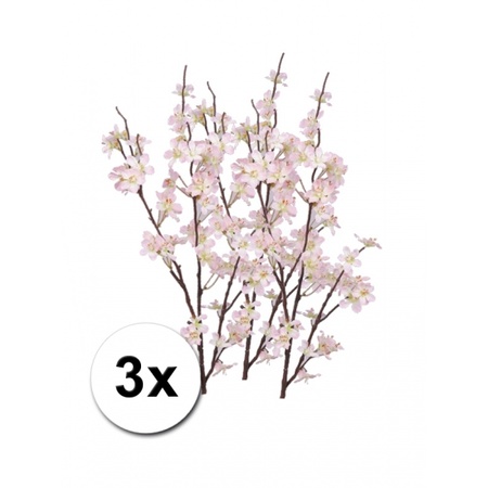 3x Pieces pink apple blossom artificial flower/branch with 17 flowers 84 cm