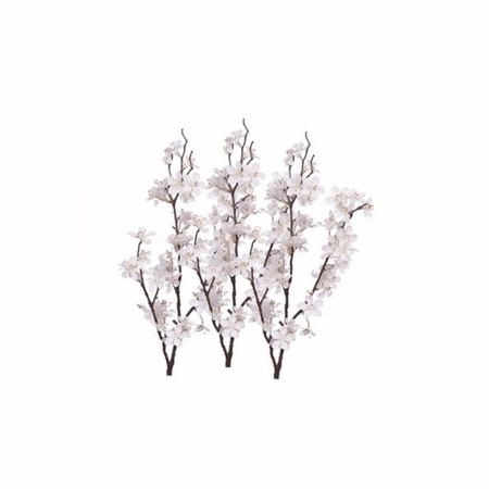 3x Pieces white apple blossom artificial flower/branch with 57 flowers 84 cm