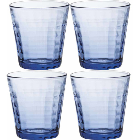 4x Drinkglazen/waterglazen blauw Prisme 220 ml