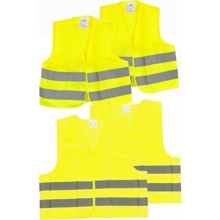 4x Safety vests yellow for adults/kids