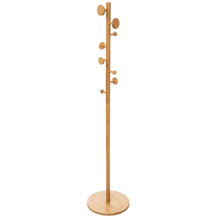 5Five - kapstok - lichtbruin - bamboe - staand -8 haken op verschillende hoogtes - 175 cm