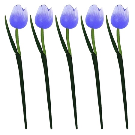 5x Purple wooden tulips 35 cm artificial flowers