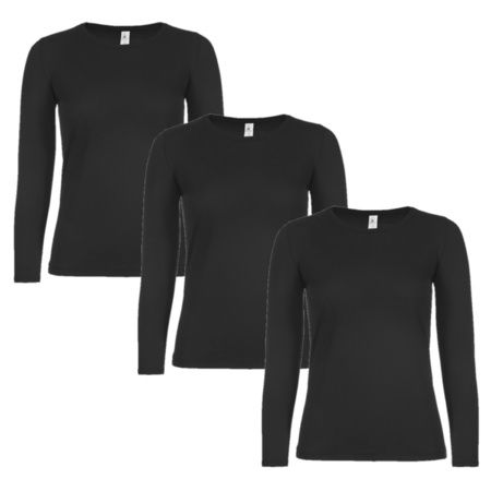schrijven groef Fitness 5x stuks basic t-shirt met lange mouwen zwart voor dames, maat: XS  bestellen? | Shoppartners.nl