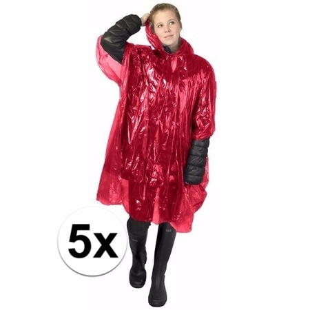 5x red rain poncho